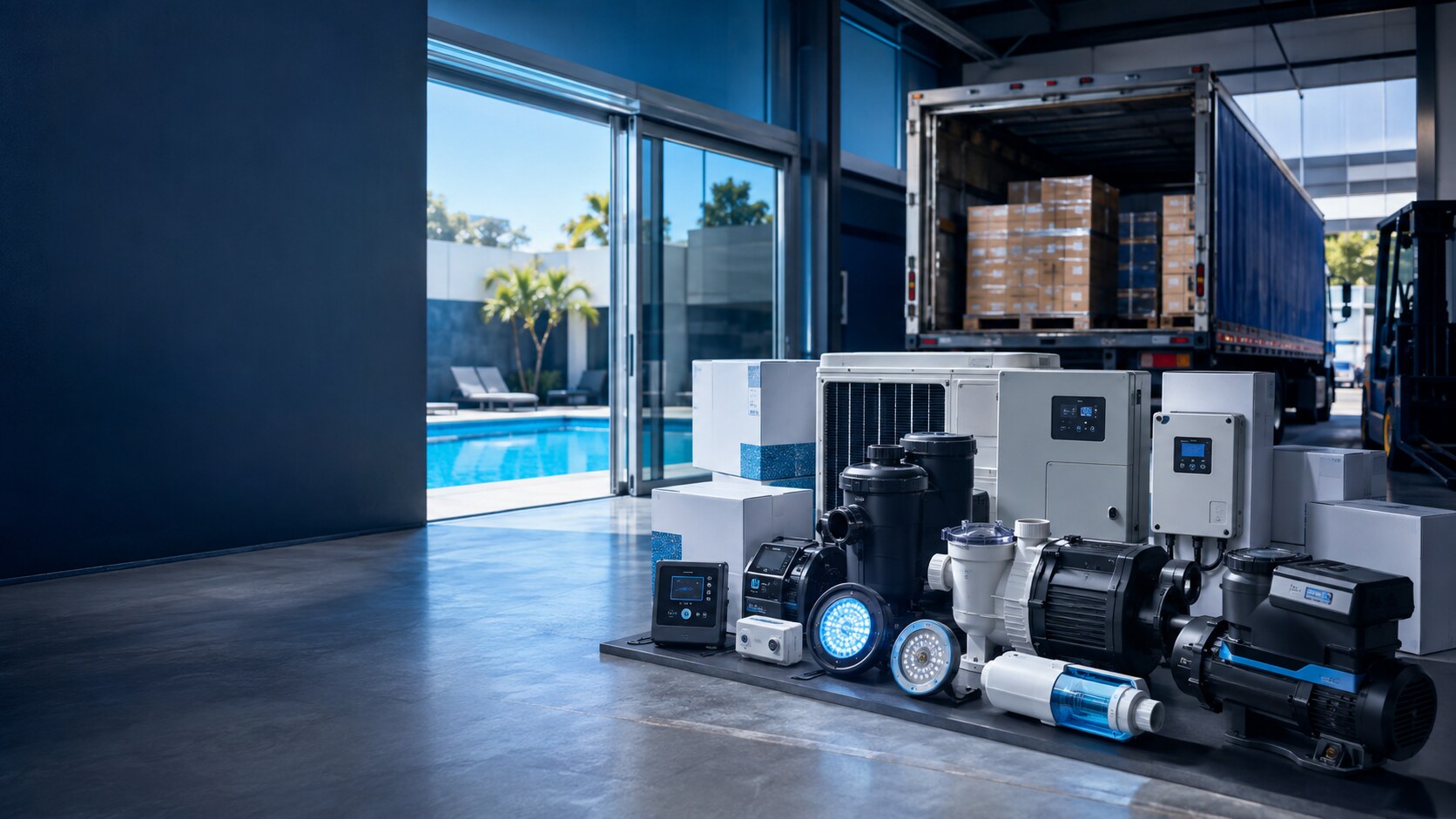 Pool equipment prepared for nationwide purchase and shipping
